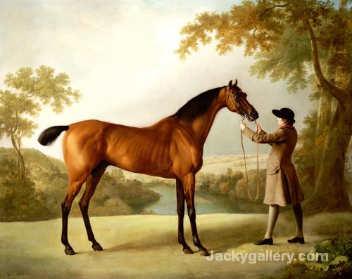Tristram Shandy, A Bay Racehorse Held By A Groom In An Extensive Landscape, Circa by George Stubbs paintings reproduction